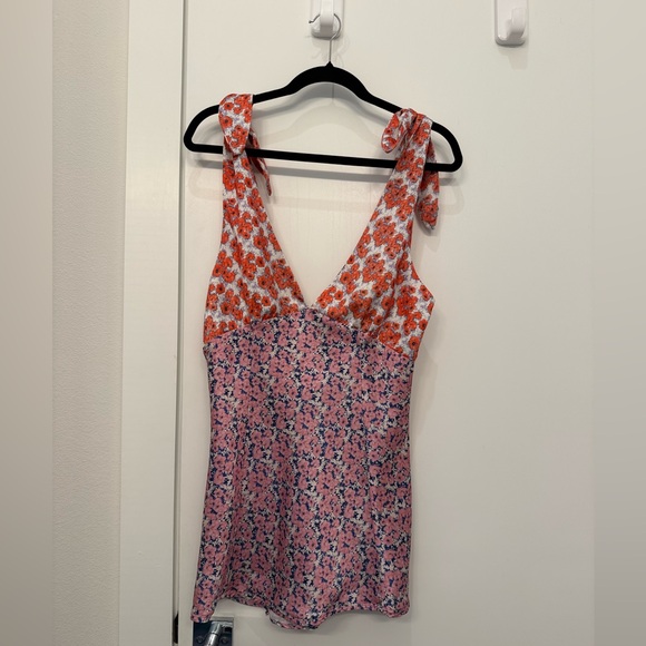 VRG GRL Postcards From Venice Bias Cut Mini Dress Ditsy Floral Print Size 10 - Picture 6 of 9